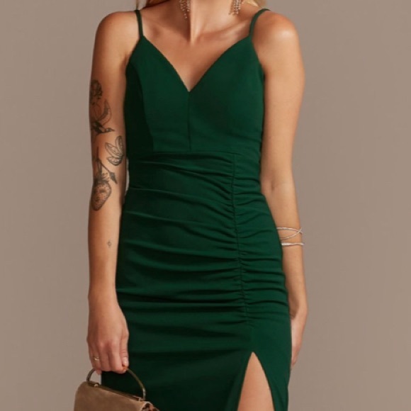 Green small spaghetti strap gown - Picture 1 of 4